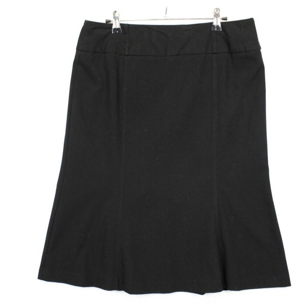 First Option Skirt Women 10 Knee Length Casual Zip Back Closure Fluted Hem Black